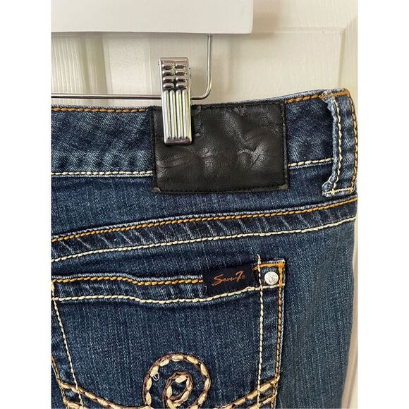Seven7 Medium Wash Thick Stitch Embellished Bootcut Jeans sz 20 EUC - Picture 6 of 7